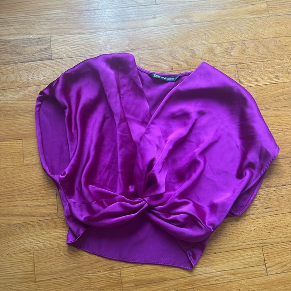 Zara Fuchsia Satin Blouse - Picture 1 of 4